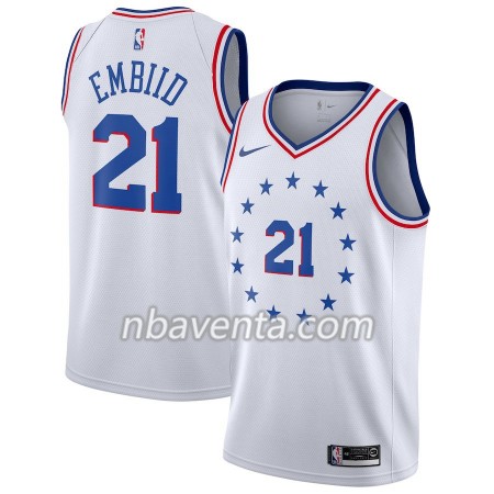 Camiseta Hombre Philadelphia 76ers Joel Embiid 21 2018-19 Nike Blanco Swingman